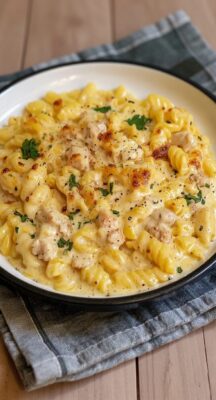 Crockpot Garlic Parmesan Chicken Pasta