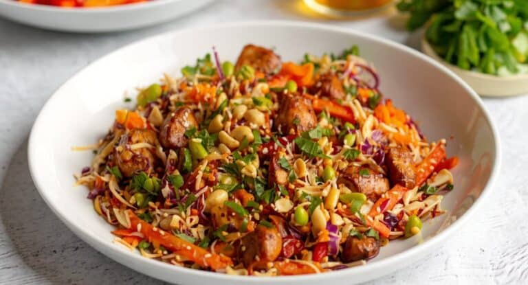 Crunchy Asian Chicken Salad with Peanut Dressing