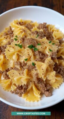 Parmesan Garlic Beef Bowtie Pasta