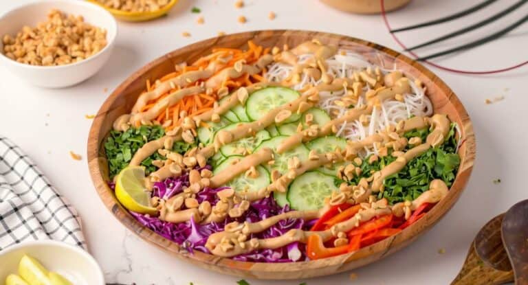 Vietnamese-Inspired Spring Roll Salad with Peanut Sauce