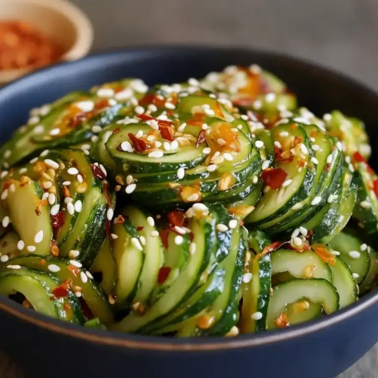 Asiatischer Gurkensalat mit Chili & Sesam