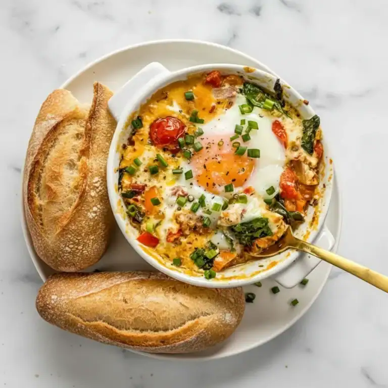 Baked Feta Eggs with Spinach