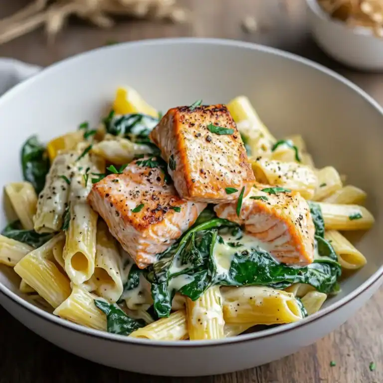 Creamy Salmon Spinach Pasta