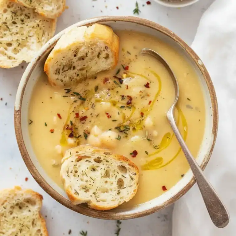 Creamy Vegan Garlic Chickpea Soup