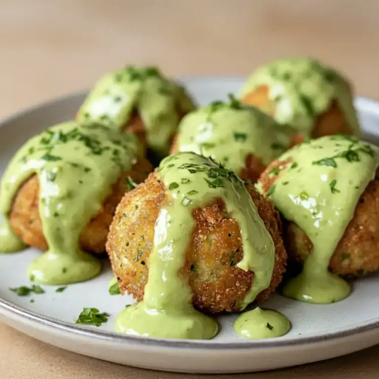 Salmon Balls with Creamy Avocado Sauce