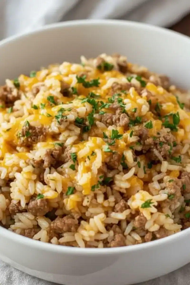 Cheesy Ground Beef Rice
