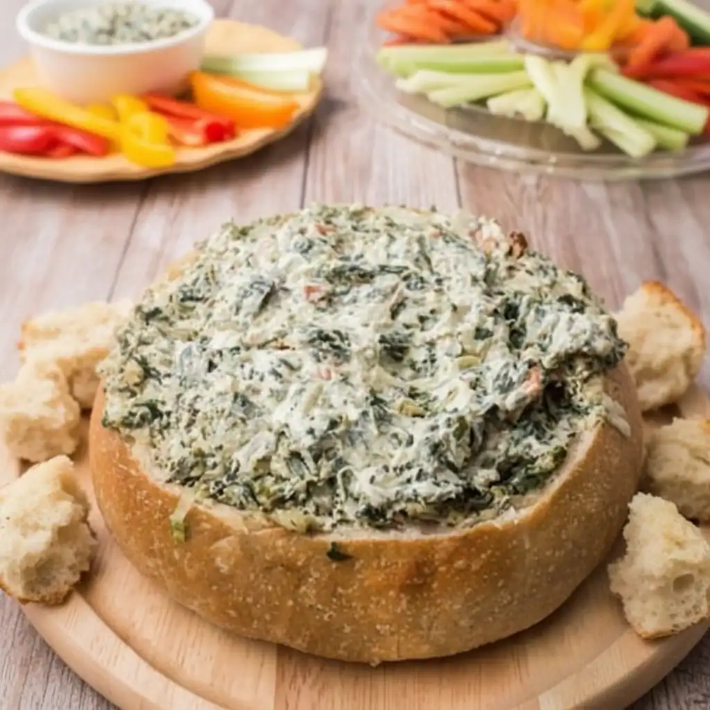 Creamy Spinach Dip In Bread Bowl