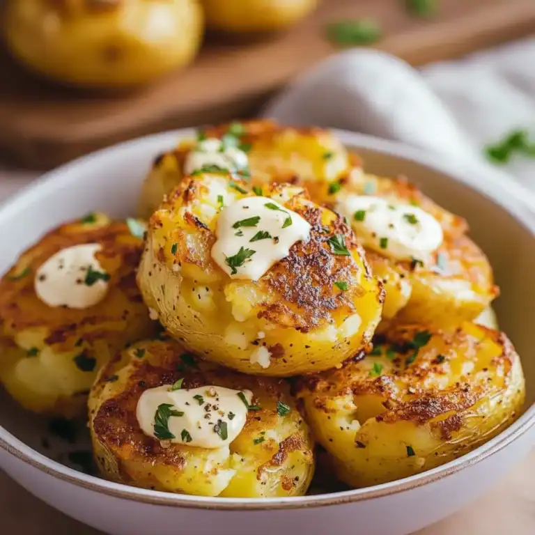 Crispy Buttery Cheesy Smashed Potatoes Recipe