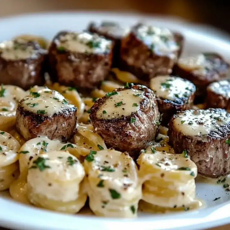 Garlic Butter Steak Bites With Creamy Pasta