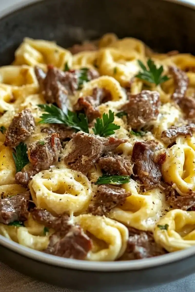 Philly Cheesesteak Tortellini Pasta Recipe