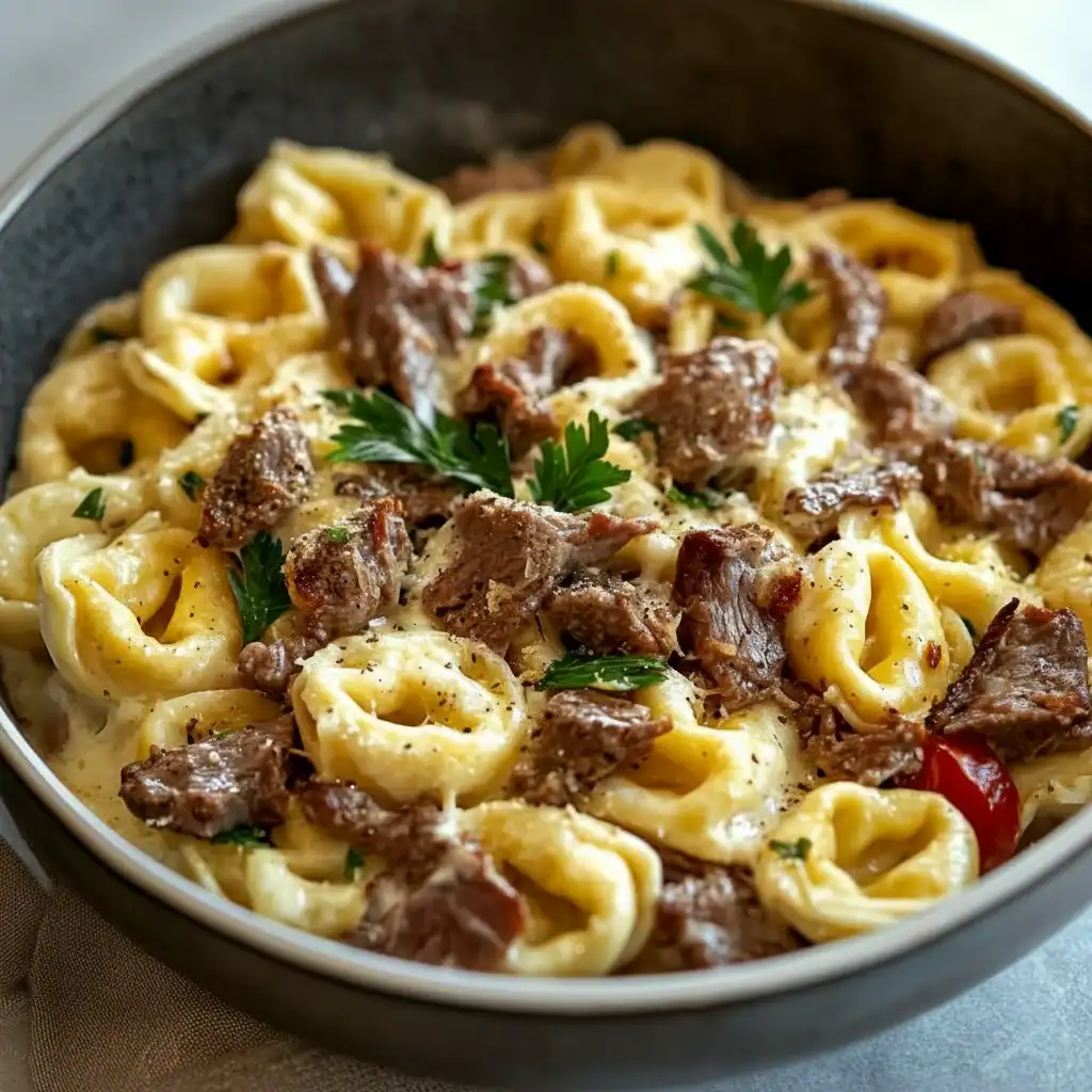 Philly Cheesesteak Tortellini Pasta Recipe