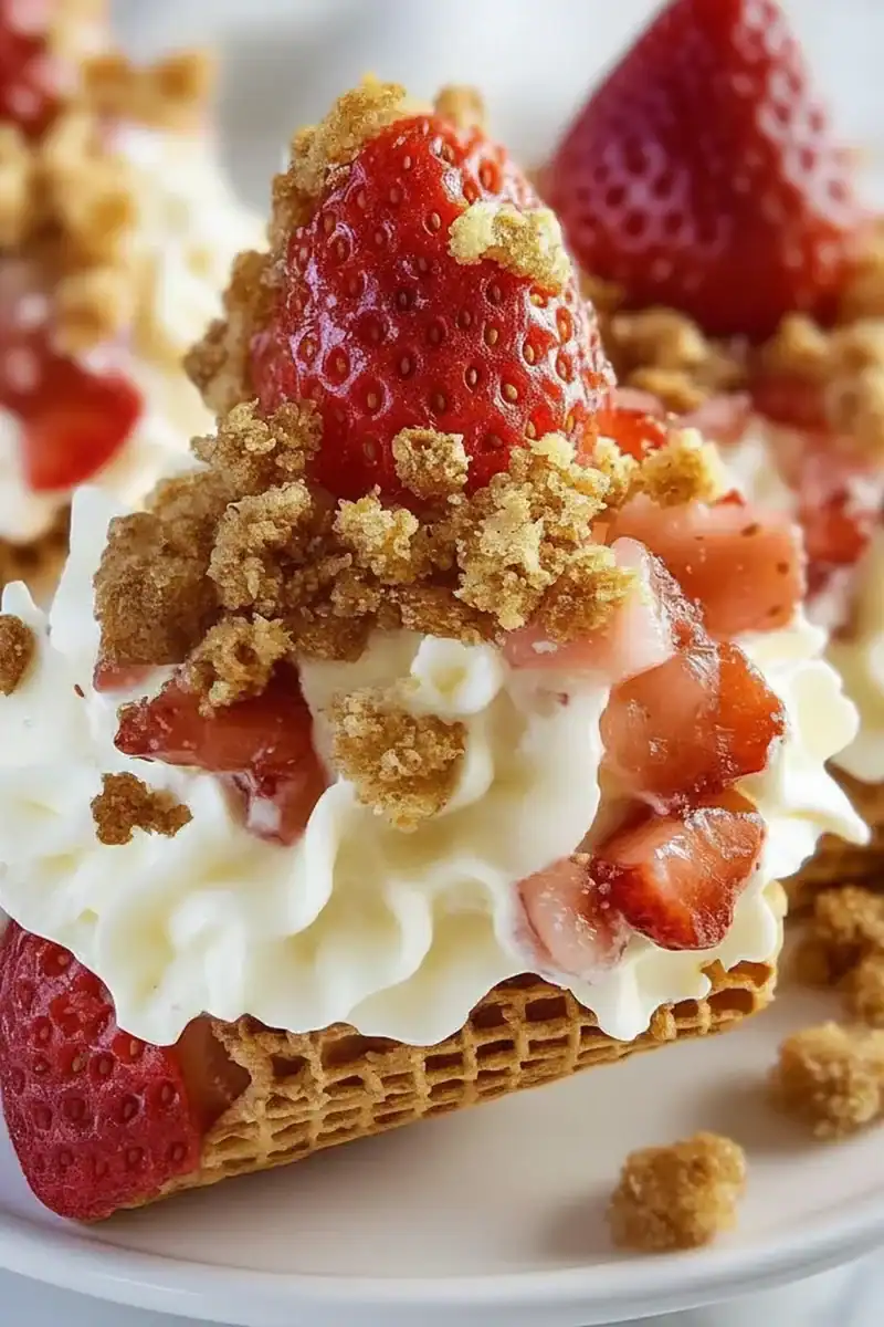 Strawberry Crunch Cheesecake Cones Recipe