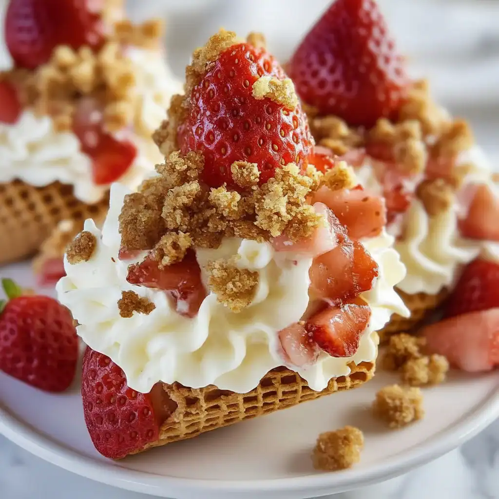 Strawberry Crunch Cheesecake Cones Recipe
