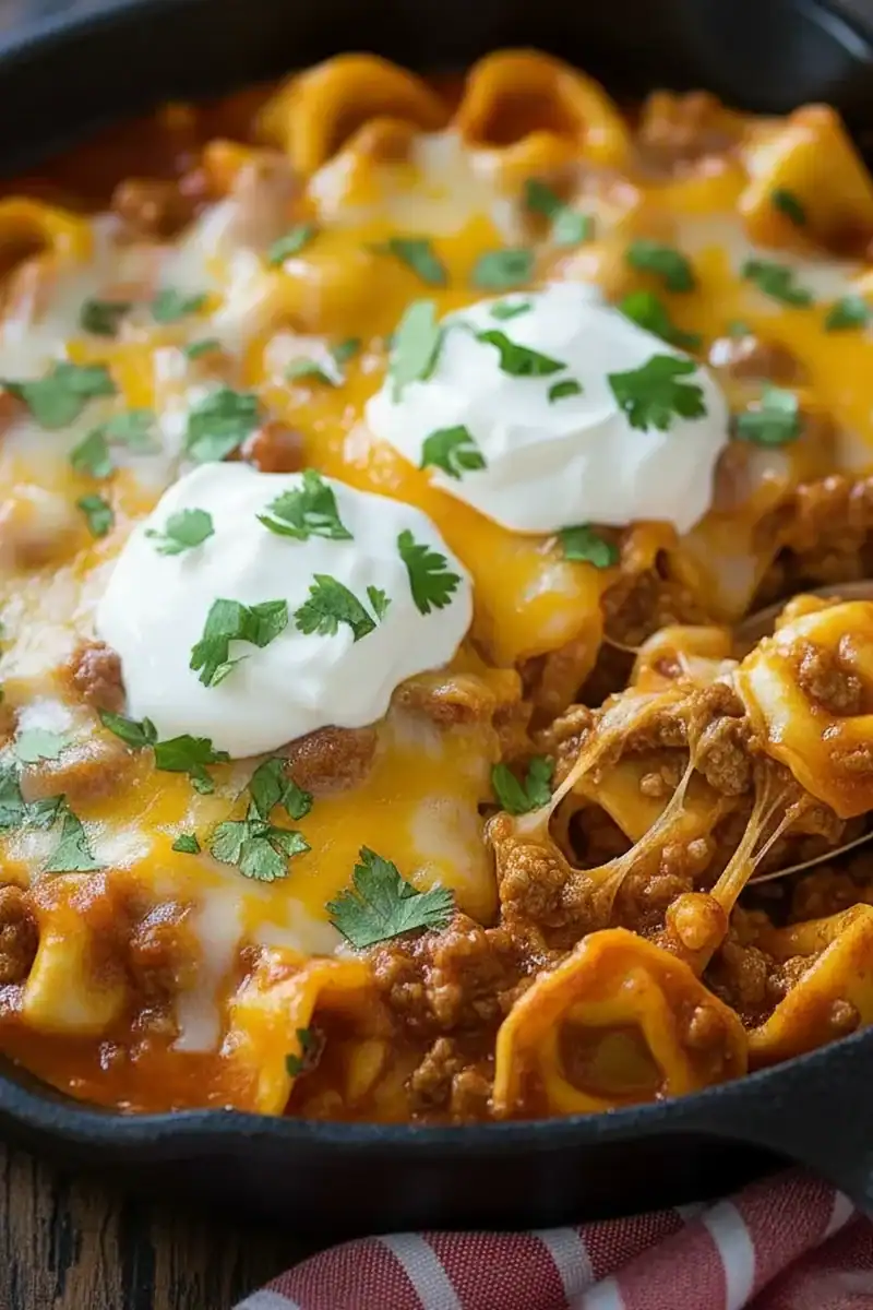 Cheesy Beef Enchilada Tortellini
