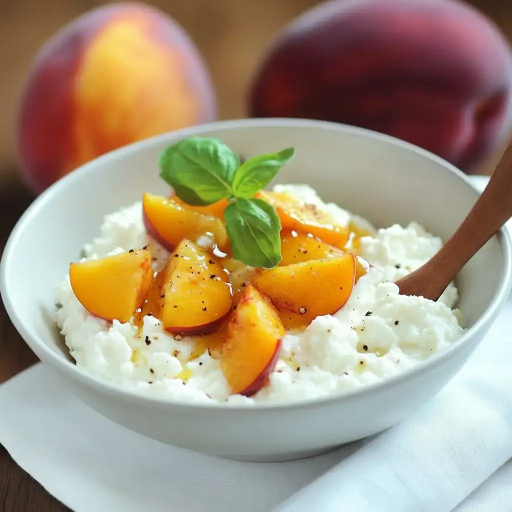 Cottage Cheese Peaches Honey Bowl