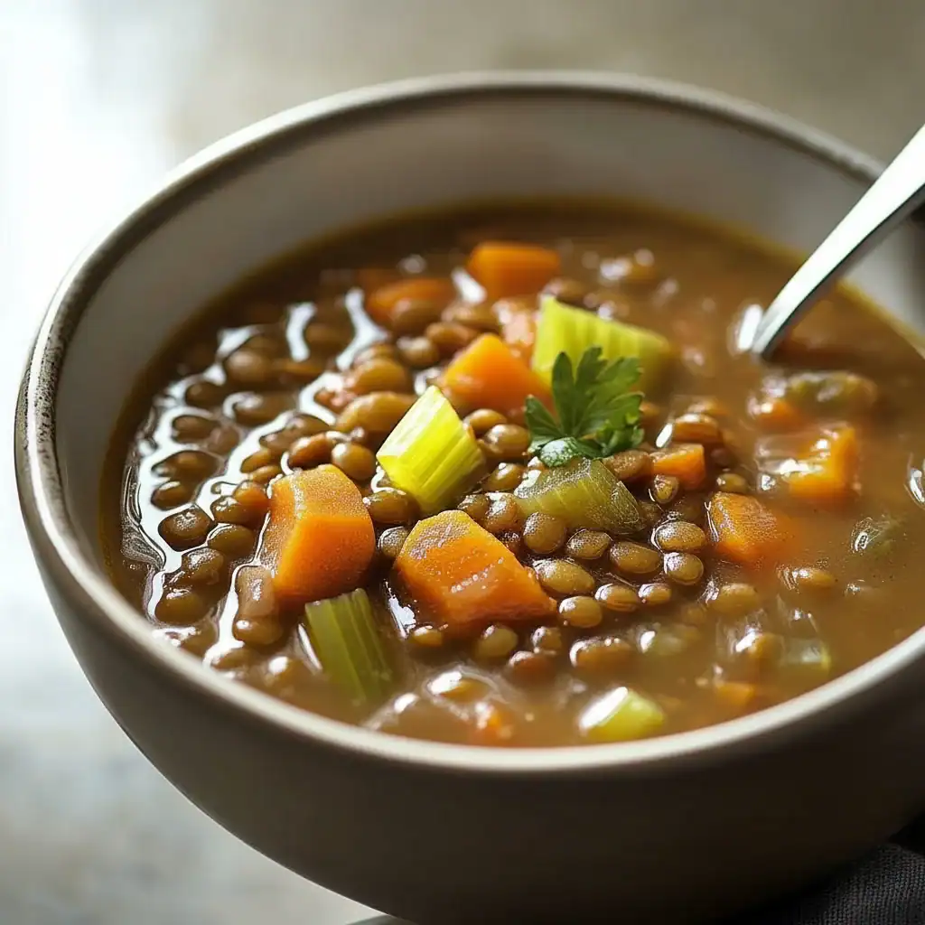 Cozy Lentil Soup Carrots Celery