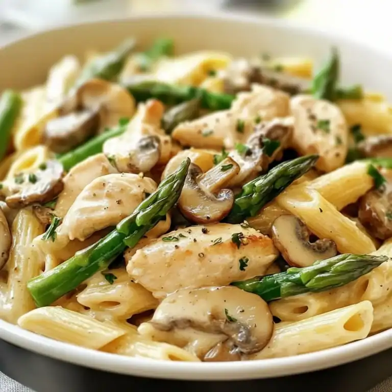 Creamy Mushroom Asparagus Chicken Penne