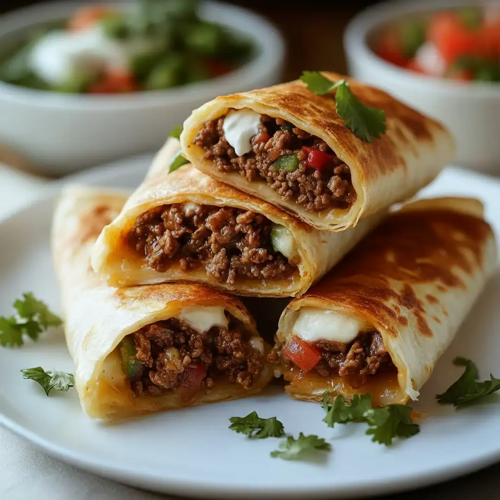 Crispy Beef Cheese Chimichangas