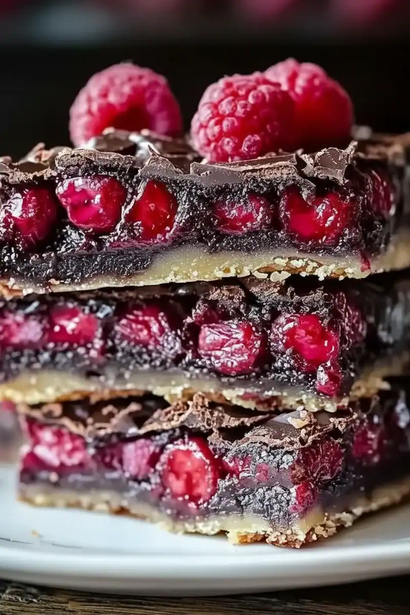 Dark Chocolate Raspberry Pie Bars
