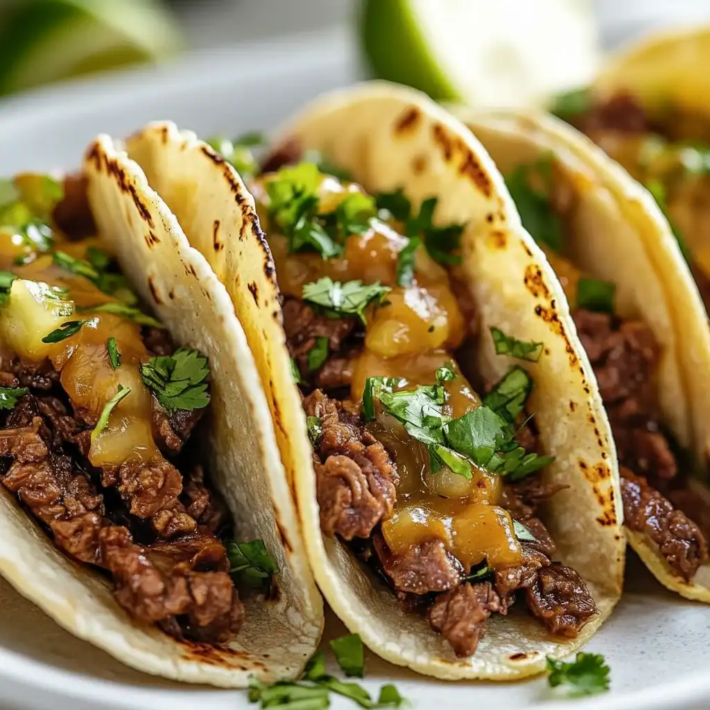 Garlic Butter Honey BBQ Beef Tacos