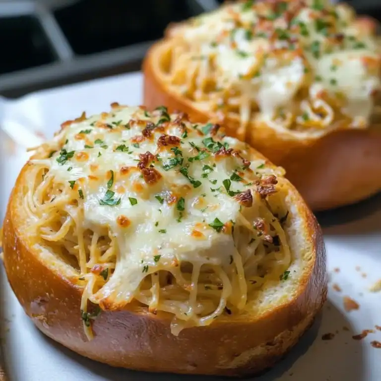Spaghetti Garlic Bread Bowls Recipe