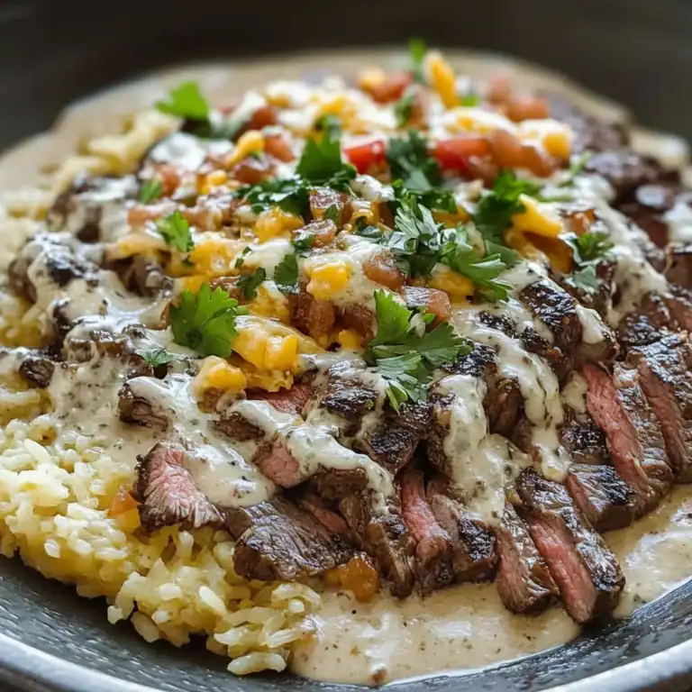 Steak Queso Rice Cheesy Bowl