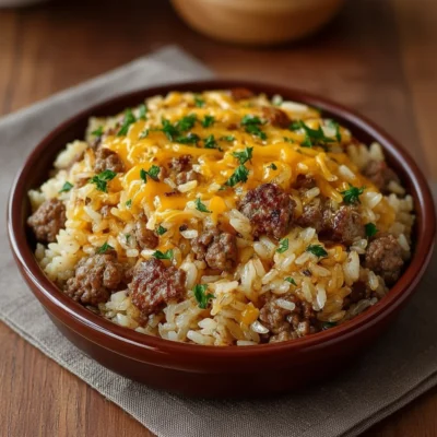 Baked Cheesy Hamburger Rice Casserole Recipe
