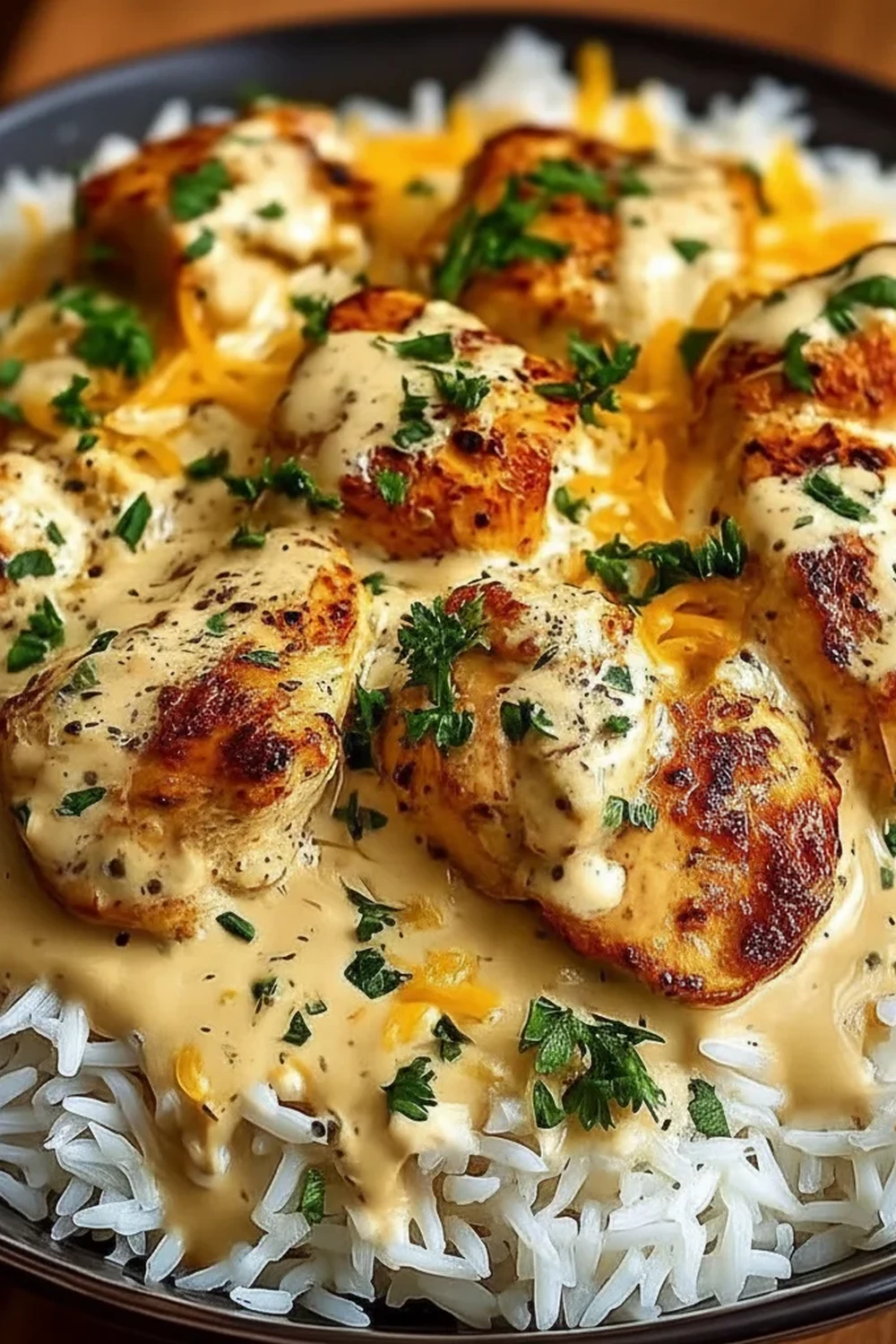 Creamy Smothered Chicken And Rice Recipe