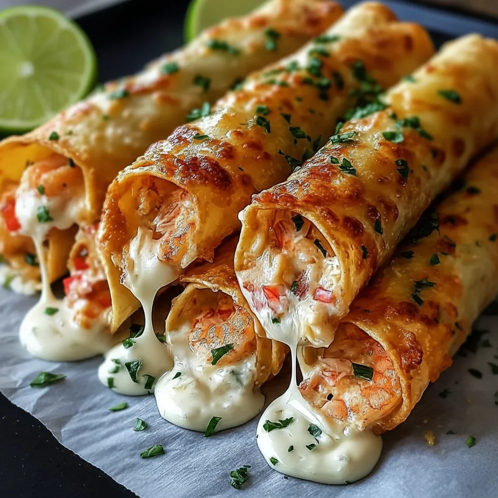 Crispy Cheesy Crab And Shrimp Taquitos Recipe