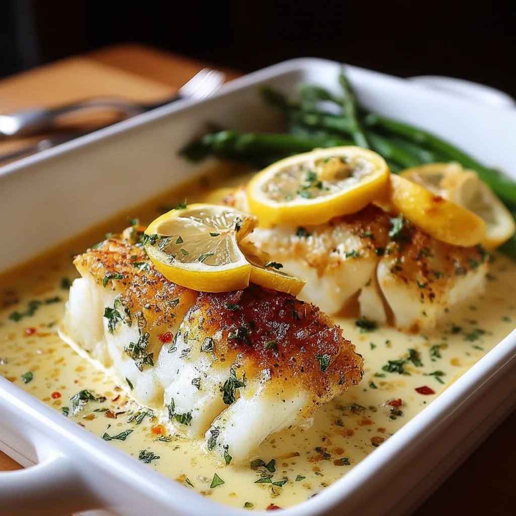 Flaky Baked Cod Coconut Lemon Cream Sauce Recipe