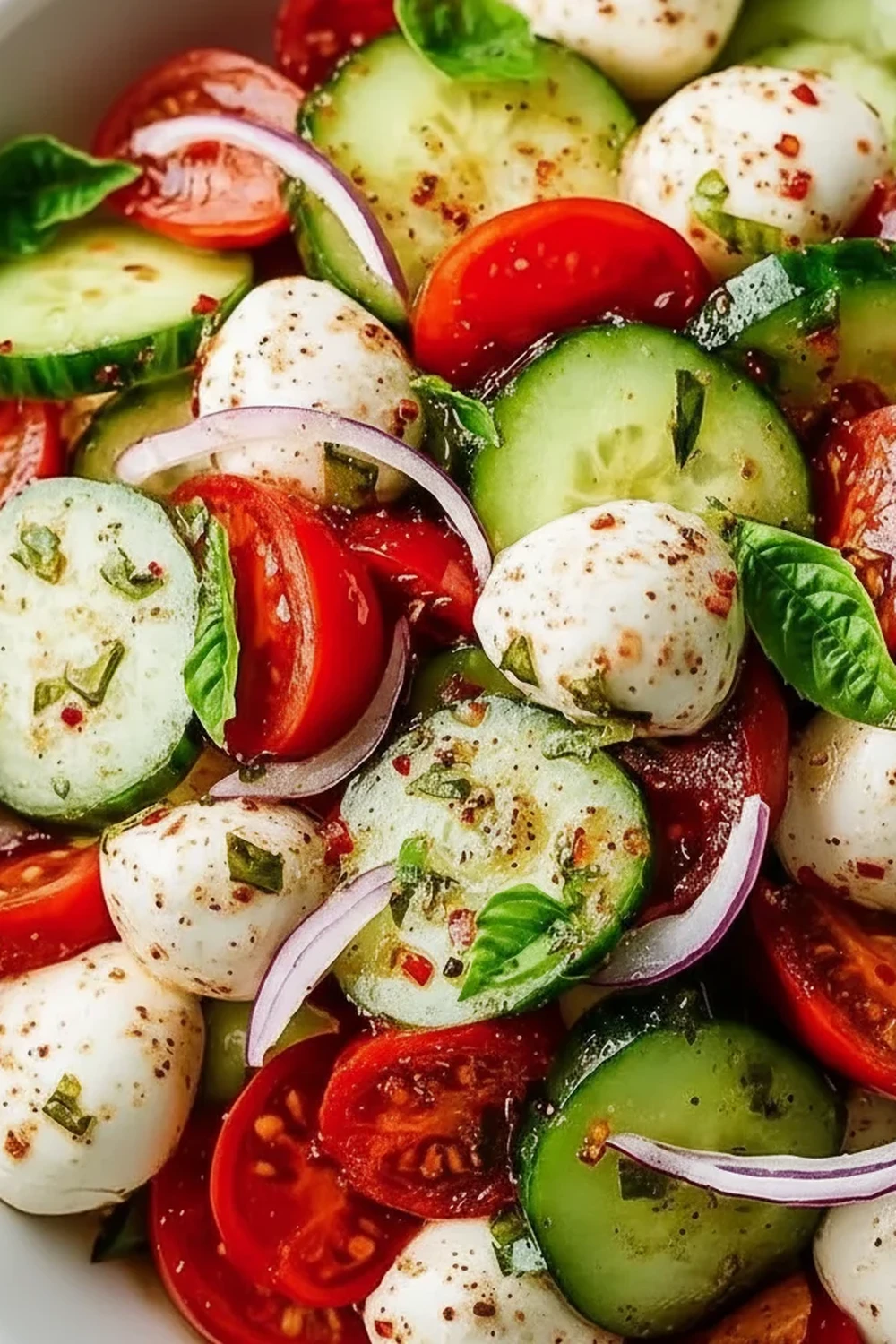 Juicy Cucumber Caprese Salad Recipe