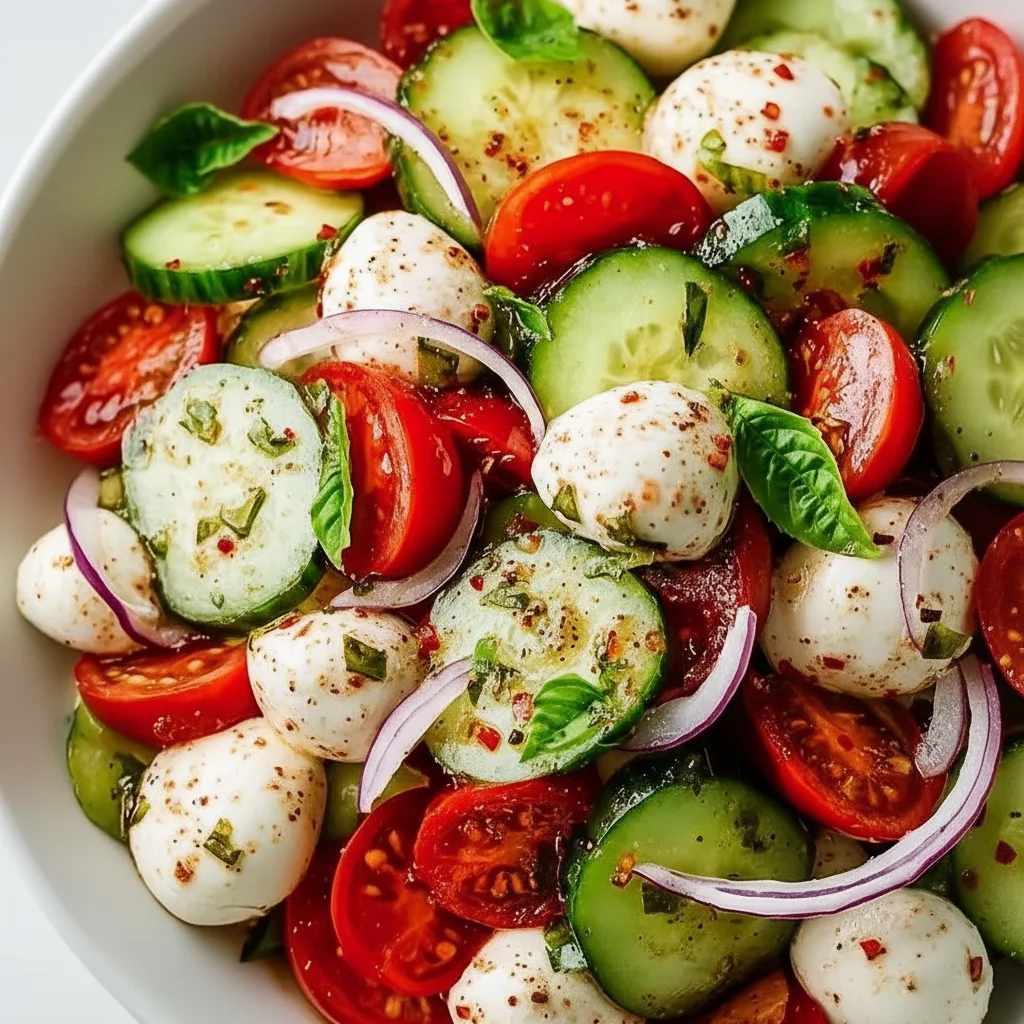 Refreshing Juicy Cucumber Caprese Salad Recipe