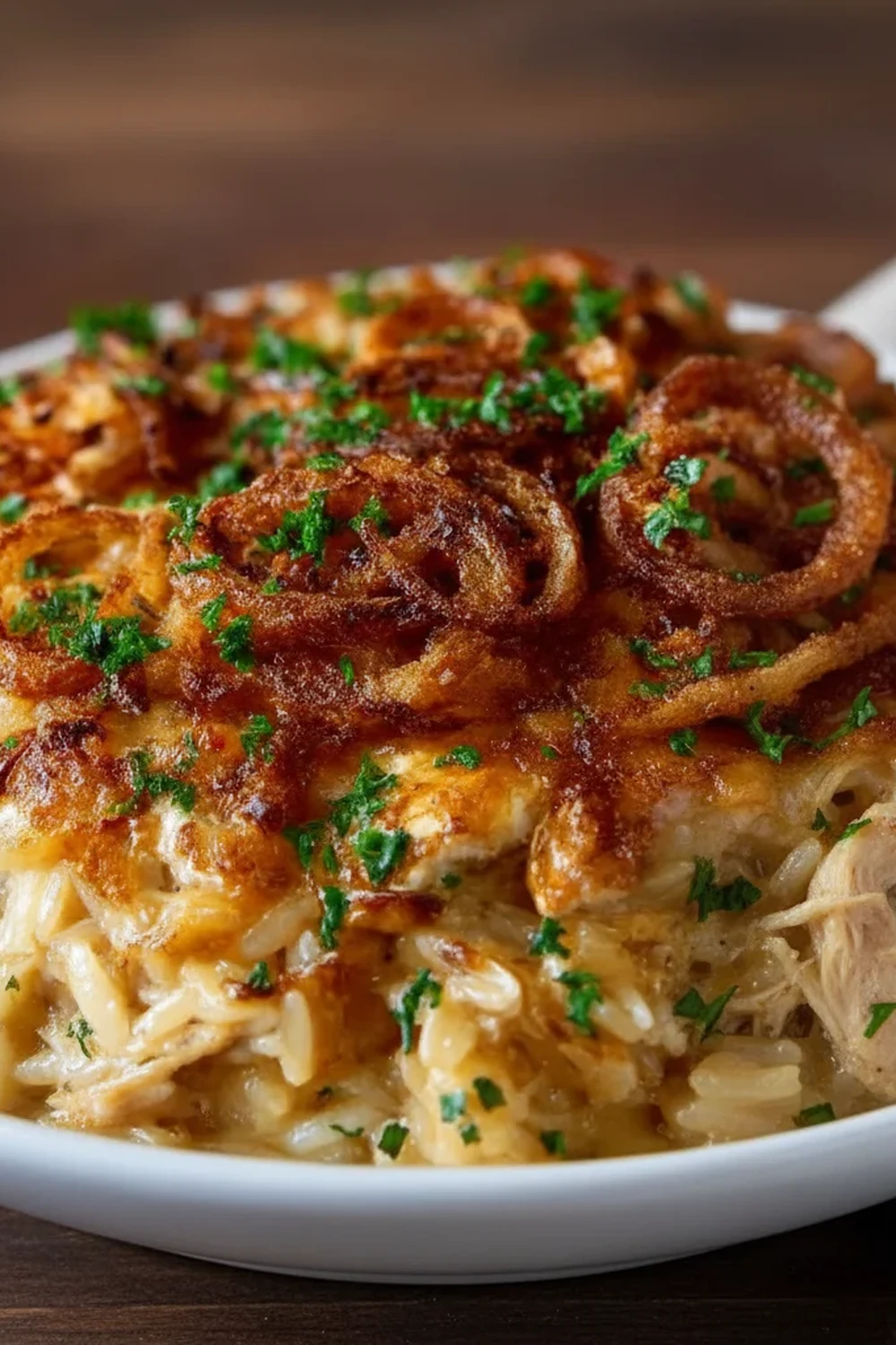 French Onion Chicken Orzo Casserole Recipe