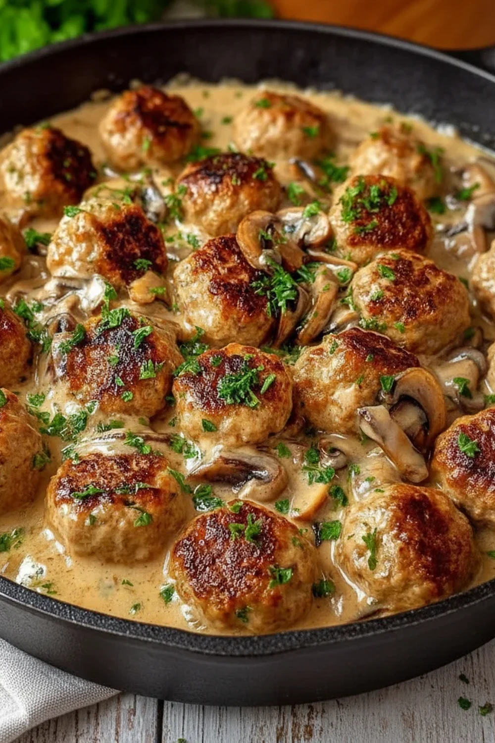 Creamy Mushroom Chicken Meatballs Recipe