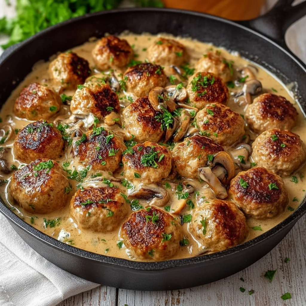 Savory Creamy Mushroom Chicken Meatballs Recipe