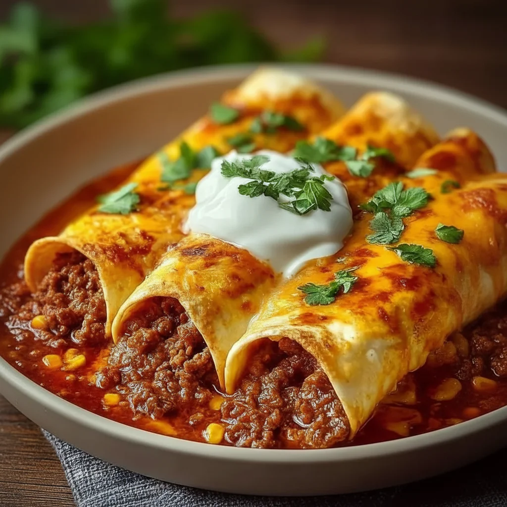 Try This Baked Ground Beef Enchiladas Recipe